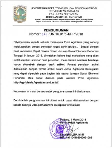 Penambahan Bahan Draft Artikel Pada Seminar Hasil