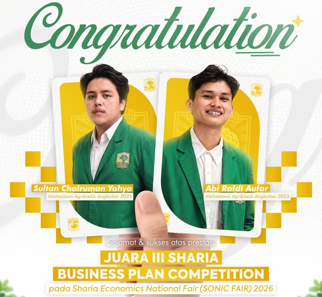 Mahasiswa Agribisnis Unand Raih Juara III Sharia Business Plan Competition SONIC FAIR 2026
